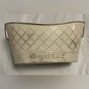 Harry & David Metal Storage Organizing  Container cream and gold.